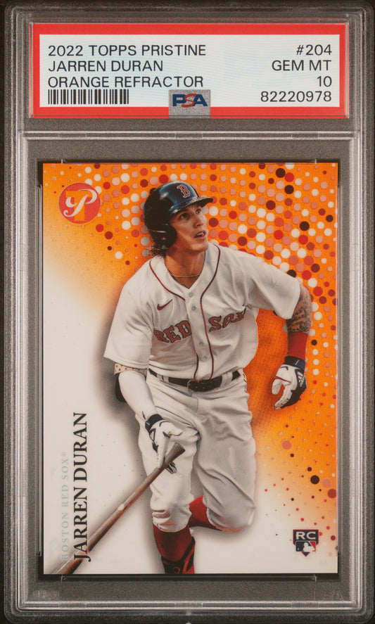 2022 Topps Pristine #204 Jarren Duran RC Orange (#/25) / PSA 10 / C0978