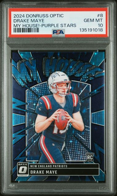 2024 Panini Donruss Optic #8 Drake Maye RC My House Purple Stars (05/25) / PSA 10 / C1018