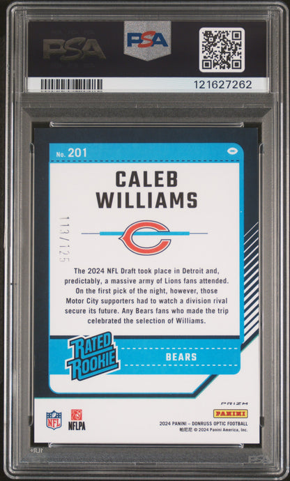 2024 Donruss Optic #201 Caleb Williams Red (#/125) / PSA 9 / C7262