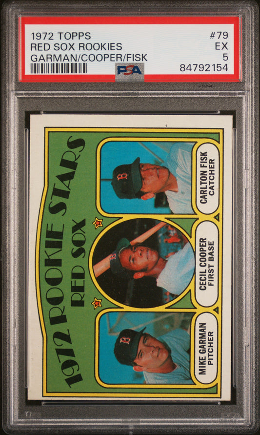 1972 Topps #79 Carlton Fisk Red Sox Rookies / PSA 5 / C2154