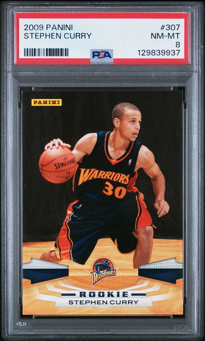 2009 Panini #307 Stephen Curry RC / PSA 8 / C9937