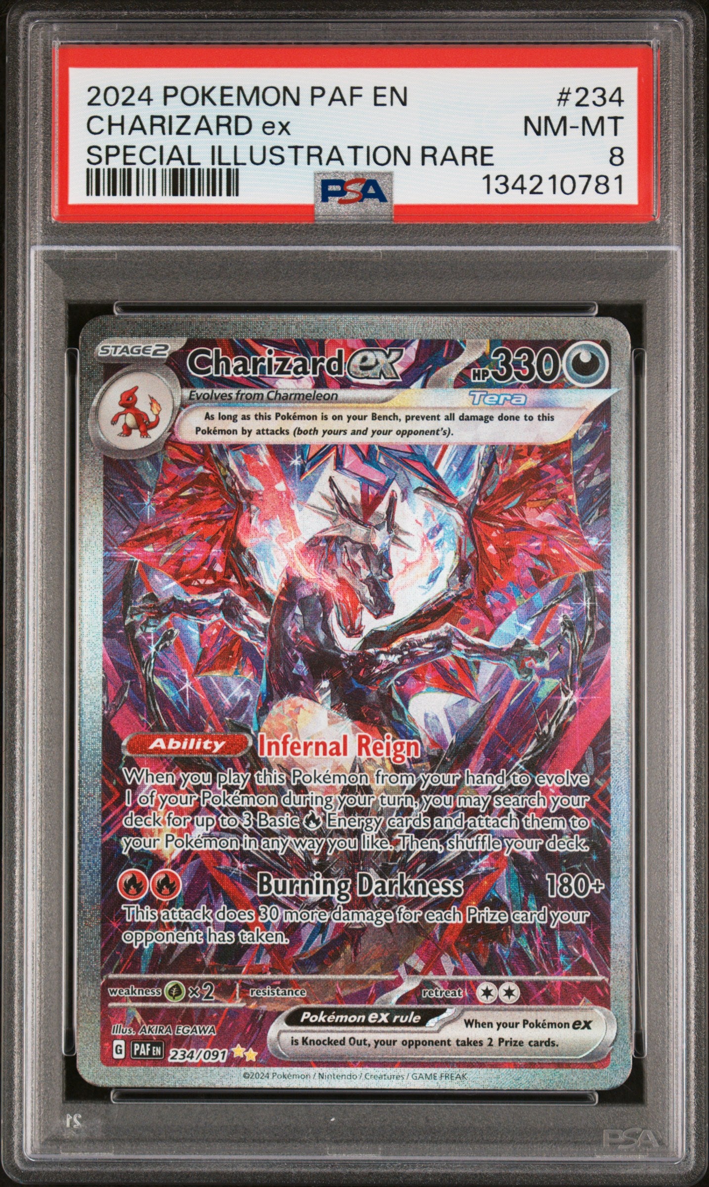 2024 Pokemon Paldean Fates 234/091 Charizard ex SIR / PSA 8 / C0781