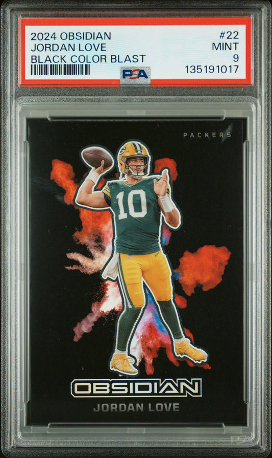 2024 Panini Obsidian #22 Jordan Love / Black Color Blast / PSA 9 / C1017