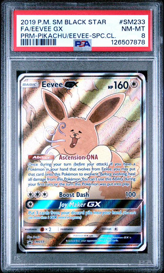 2019 Pokemon SM Black Star #SM233 Eevee GX / PSA 8 / C7878
