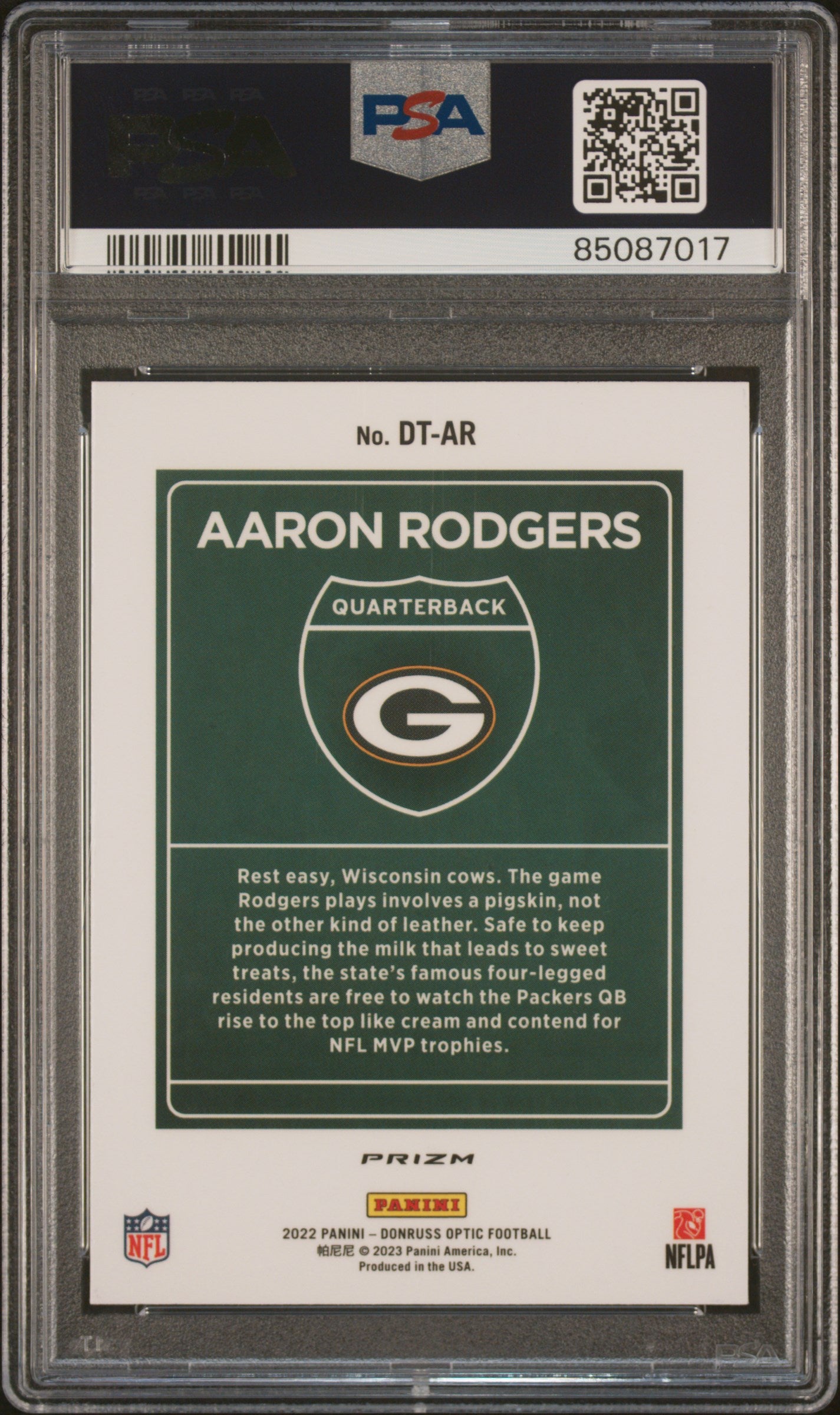 2022 Panini Donruss Optic #DT-AR Aaron Rodgers Downtown / PSA 9 / C7017