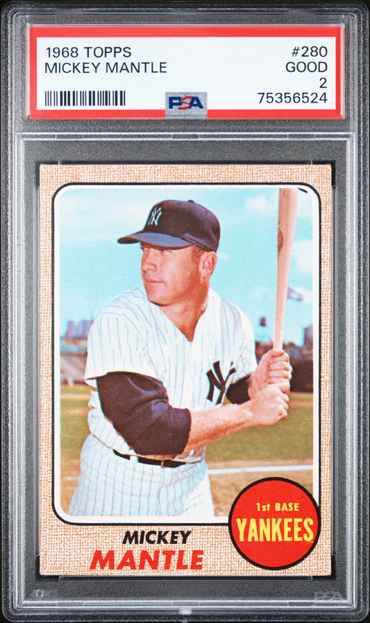 1968 Topps Mickey Mantle #280 / PSA 2