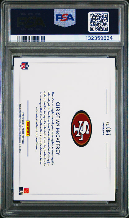 2022 Panini Prizm #CB7 Christian McCaffrey / Color Blast / PSA 9 / C9624