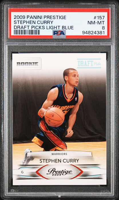 2009 Panini Prestige #157 Stephen Curry RC Light Blue (#/999) / PSA 8 / C4381