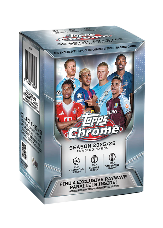 2025/26 Topps Chrome UEFA Club Competitions Flagship Soccer 7-pack Blaster Box