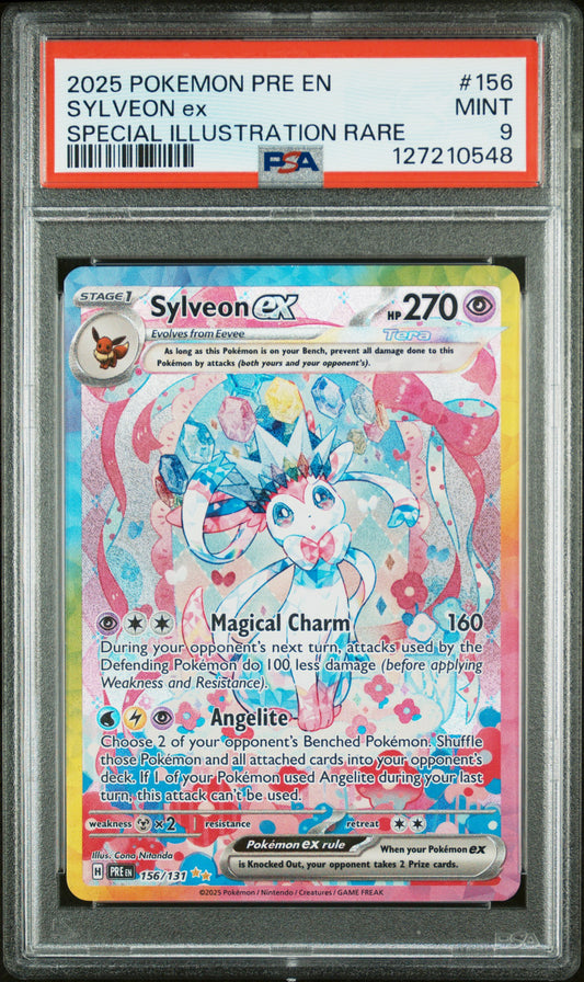 2025 Pokemon PRE #156 Sylveon ex SIR / PSA 9 / C0548