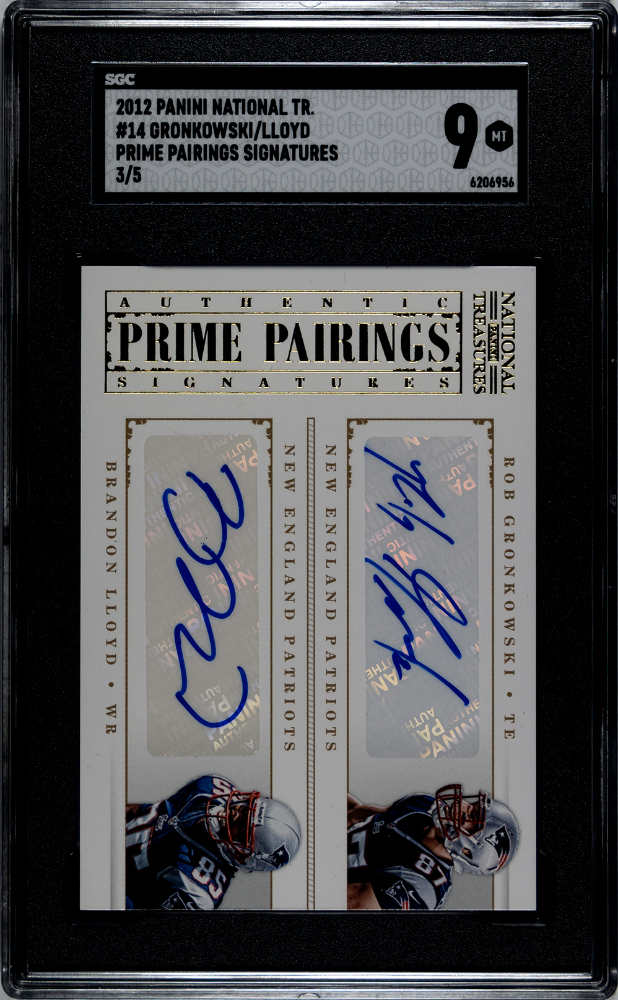 2012 National Treasures #14 Prime Pairings Gronkowski / Lloyd AUTO (#/5) / SGC 9