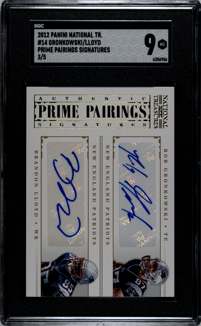 2012 National Treasures #14 Prime Pairings Gronkowski / Lloyd AUTO (#/5) / SGC 9