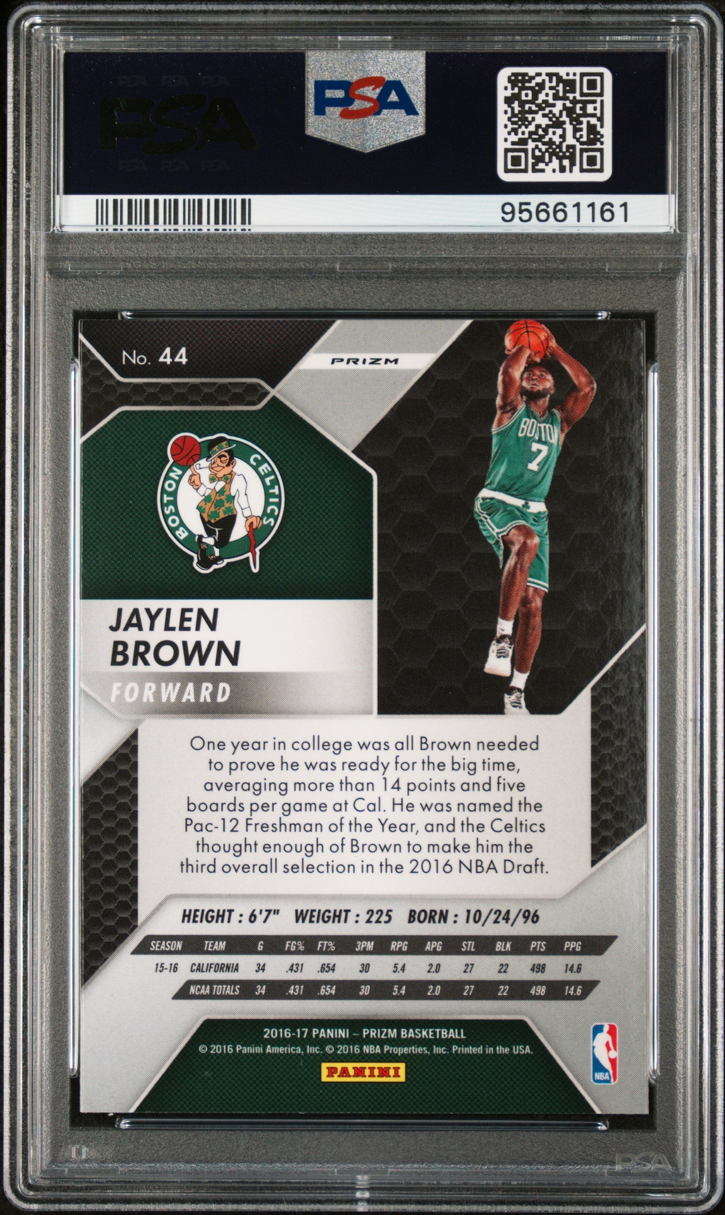 2016 Panini Prizm #44 Jaylen Brown RC Starburst Prizm / PSA 8 / C1161