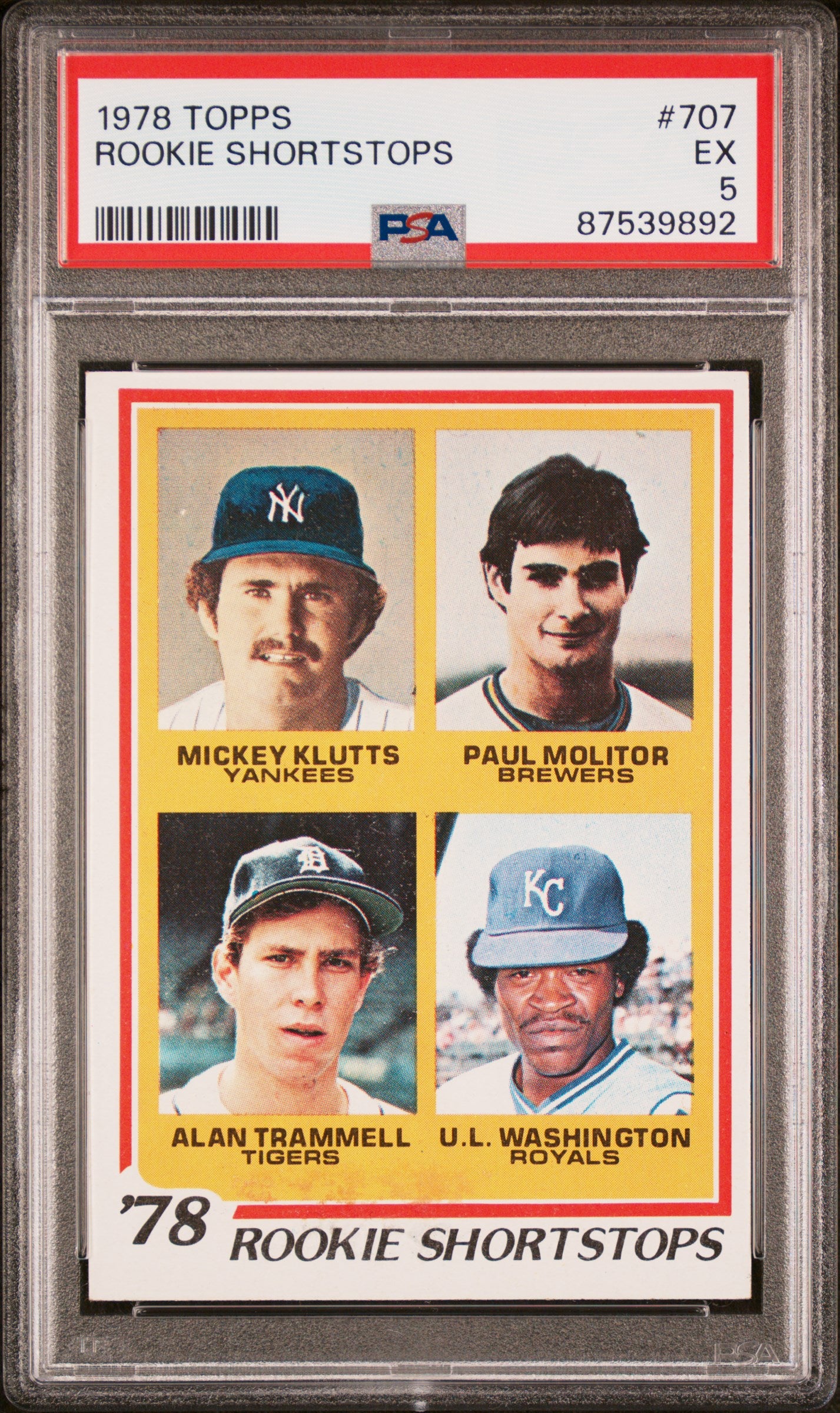 1978 Topps #707 Molitor (HOF), Trammell (HOF) RC / PSA 5 / C9892