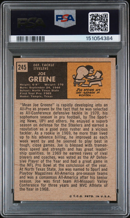 1971 Topps #245 Joe Greene RC / PSA 7 / C4384