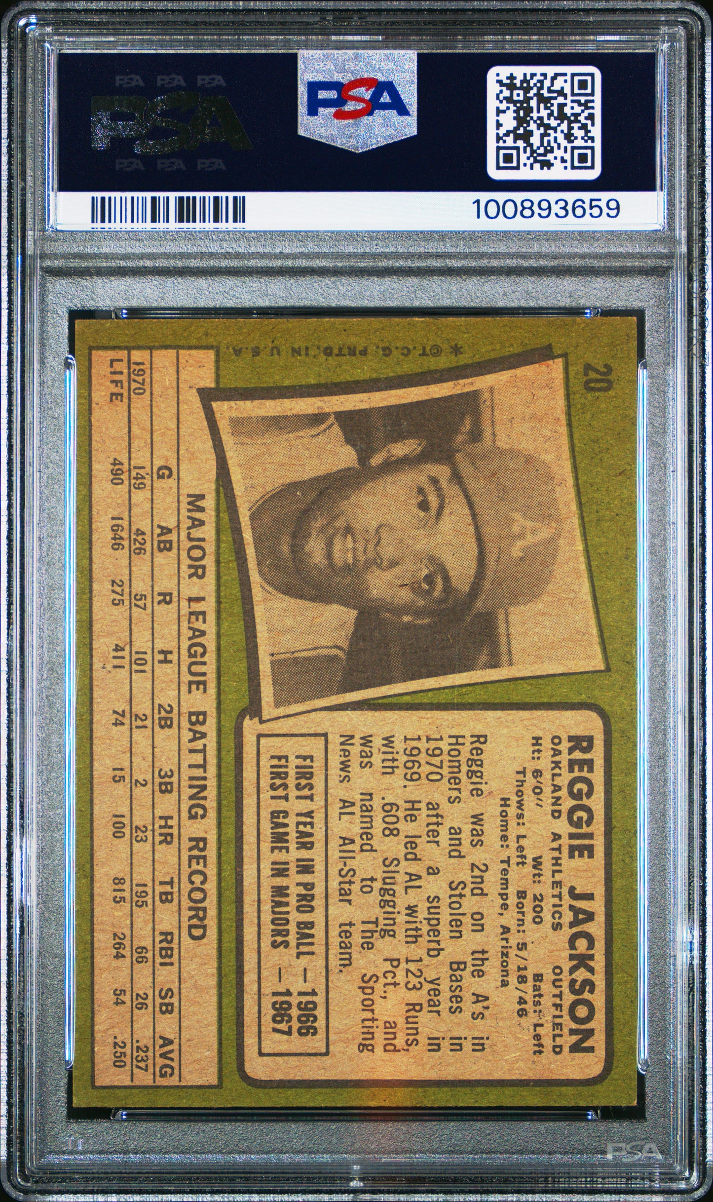 1971 Topps #20 Reggie Jackson / PSA 5 / C3659