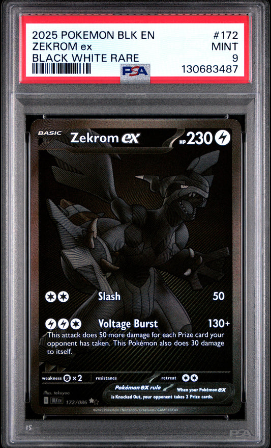 2025 Pokemon SV Black Bolt #172 Zekrom ex / PSA 9 / C3487