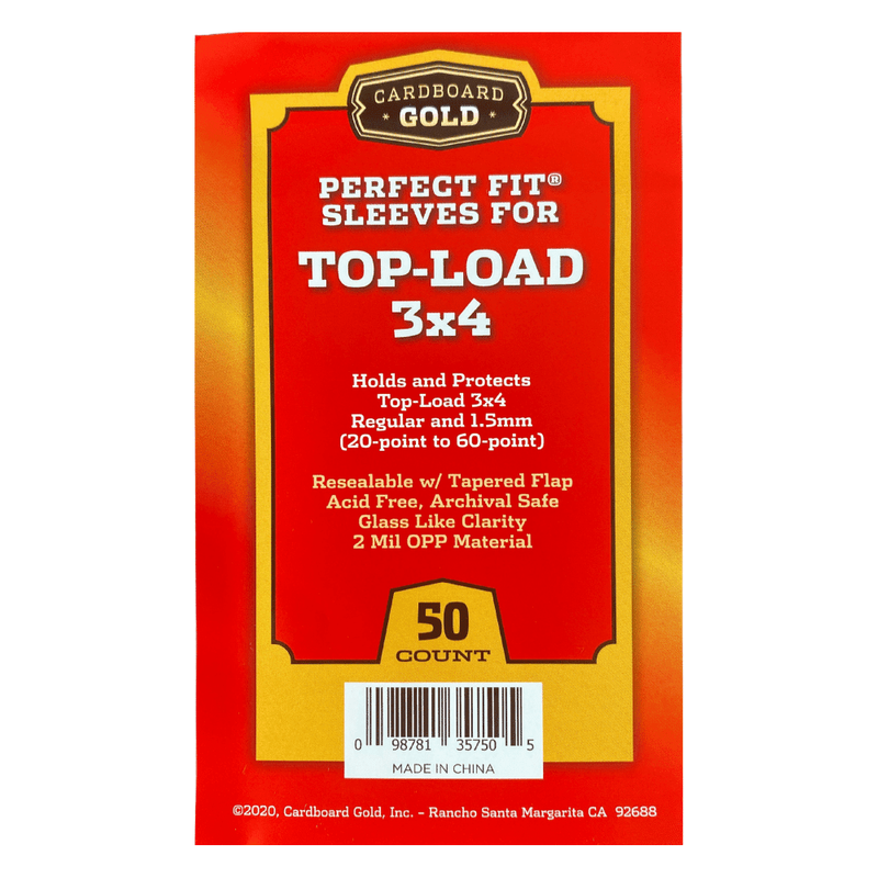 CBG Perfect Fit Sleeves for Top-Load 3x4 20-60 Point - 50 Pack