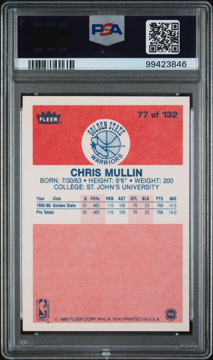 1986 Fleer #77 Chris Mullin RC / PSA 8 / C3846