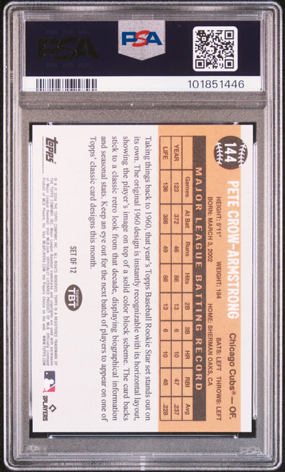 2024 Topps #144 Pete Crow-Armstrong RC Throwback / PSA 10 / C1446
