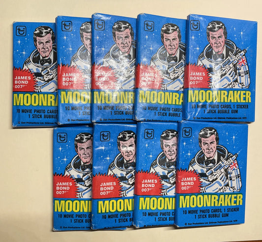 1979 Topps James Bond 007 MOONRAKER Wax Pack Lot of 9 packs Vintage Unopened