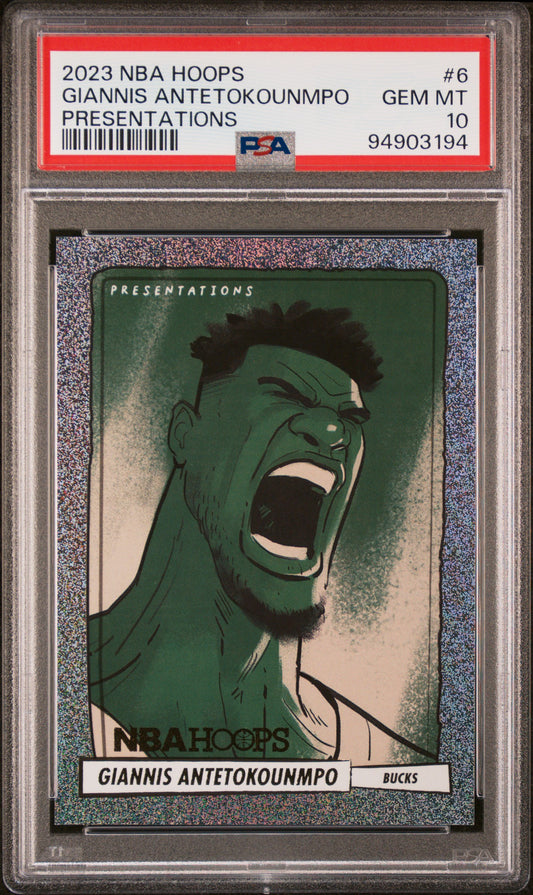2023 Panini NBA Hoops #6 Giannis Antetokounmpo Presentations SSP / PSA 10 / C3194