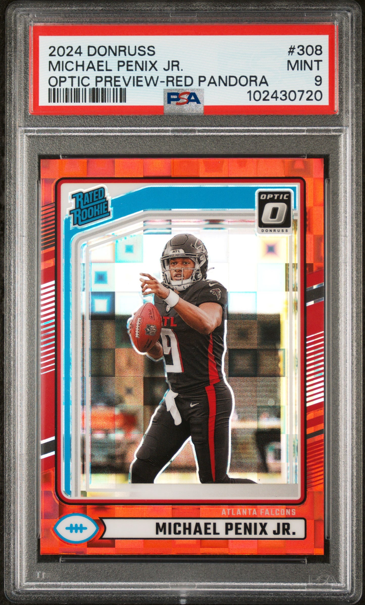 2024 Panini Donruss #308 Michael Penix Jr. RC Optic Preview Red Pandora / PSA 9 / C0720