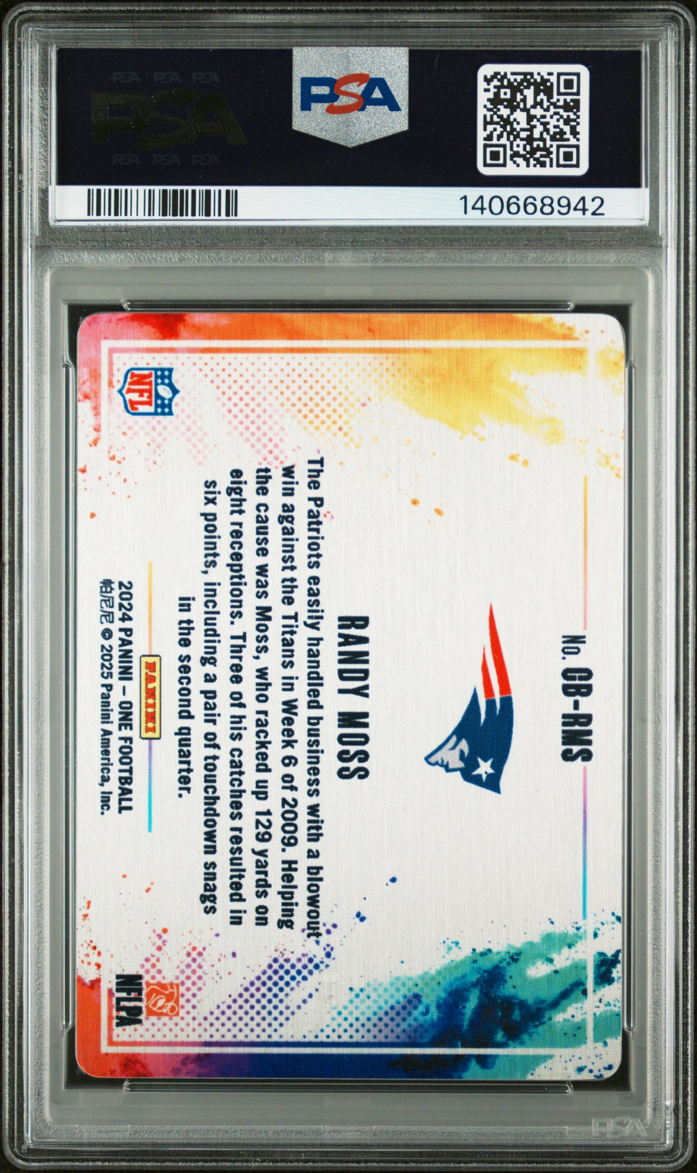 2024 Panini One #CB-RMS Randy Moss Color Blast / PSA 10 / C8942