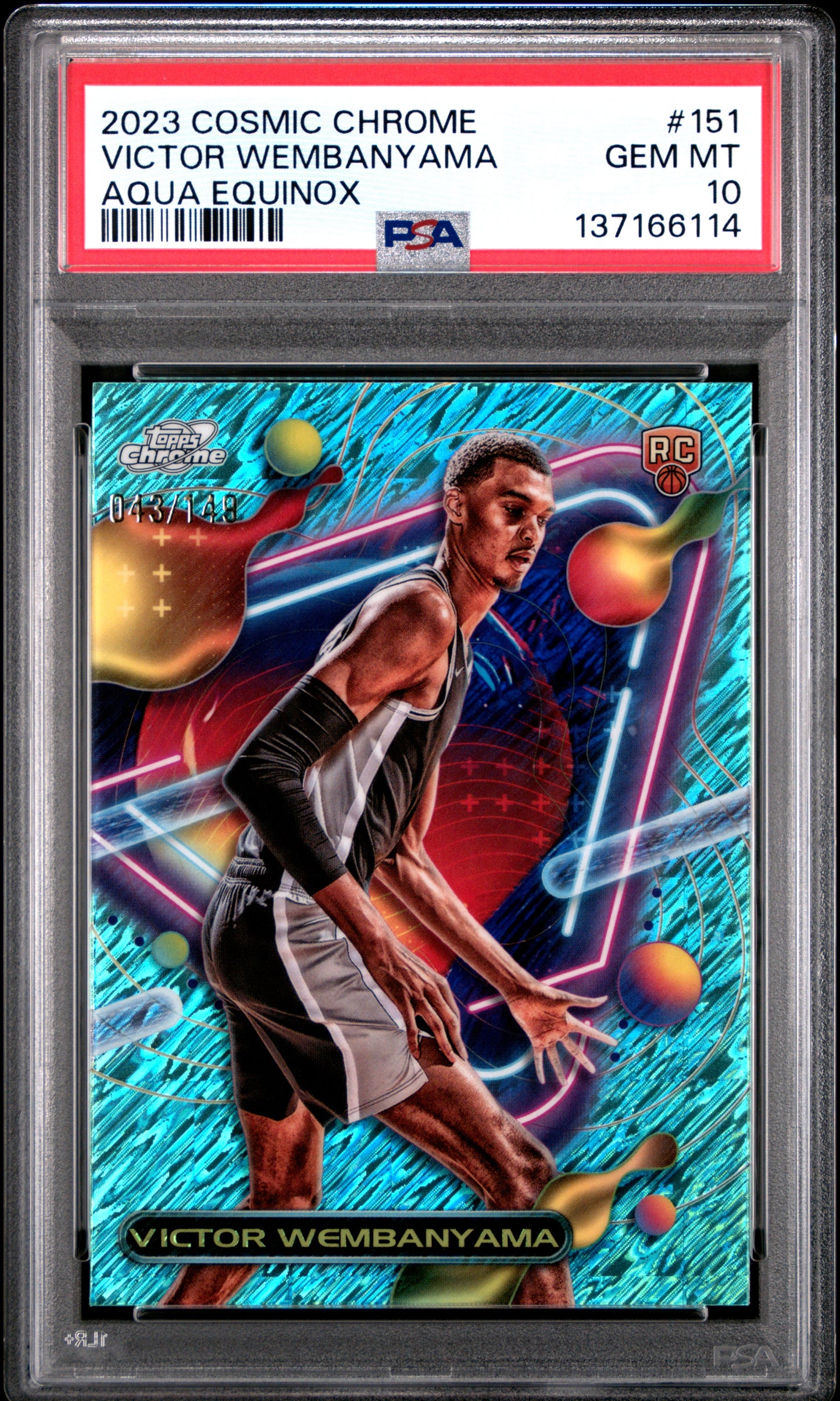2023 Topps Cosmic Chrome #151 Victor Wembanyama RC Aqua (#/149) / PSA 10 / C6114