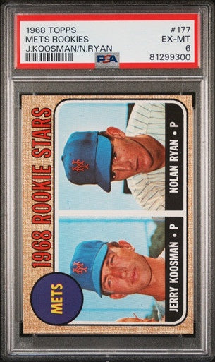 1968 TOPPS #177 NOLAN RYAN RC ROOKIE STARS METS HOF PSA 6 EX-MT - Fresh Case