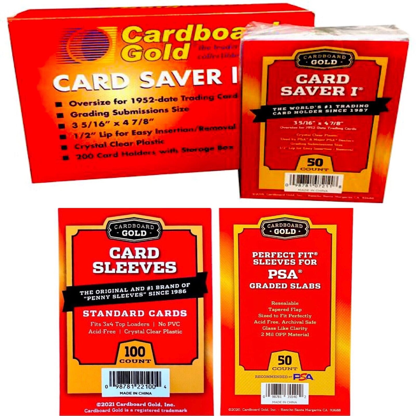 CBG 50 Card Saver 1 + 50 Perfect Fit PSA + 100 Super Premium Card Sleeves Kit